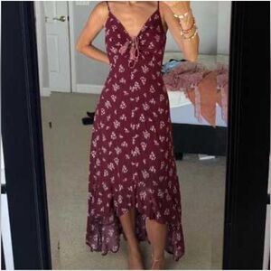 Xhilaration (XS) Women's Floral Burgundy and Red Dress